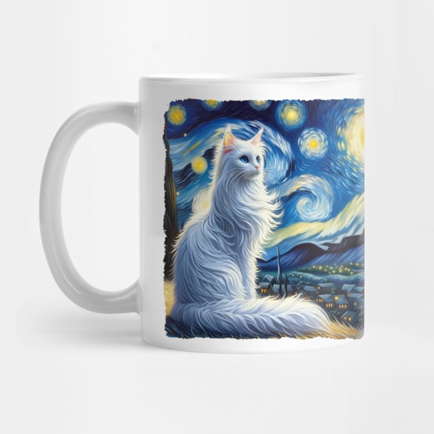 Turkish Angora Starry Night Inspired - Artistic Cat by starry_night